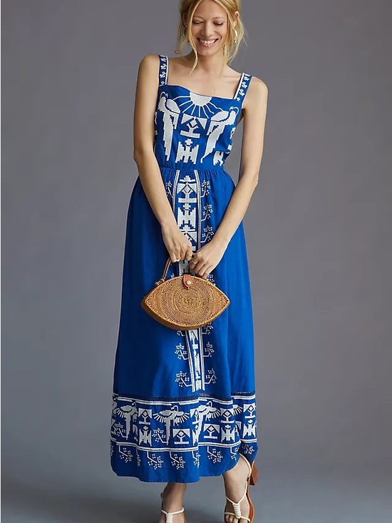 FARM Rio Dresses & Skirts - FARM Rio Royal Blue Embroidered Maxi Dress
